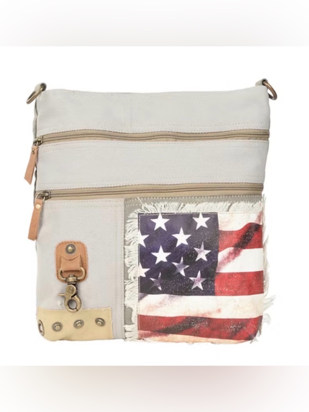 NWT! Clea Ray American Flag Upcycled Canvas Crossbody Bag